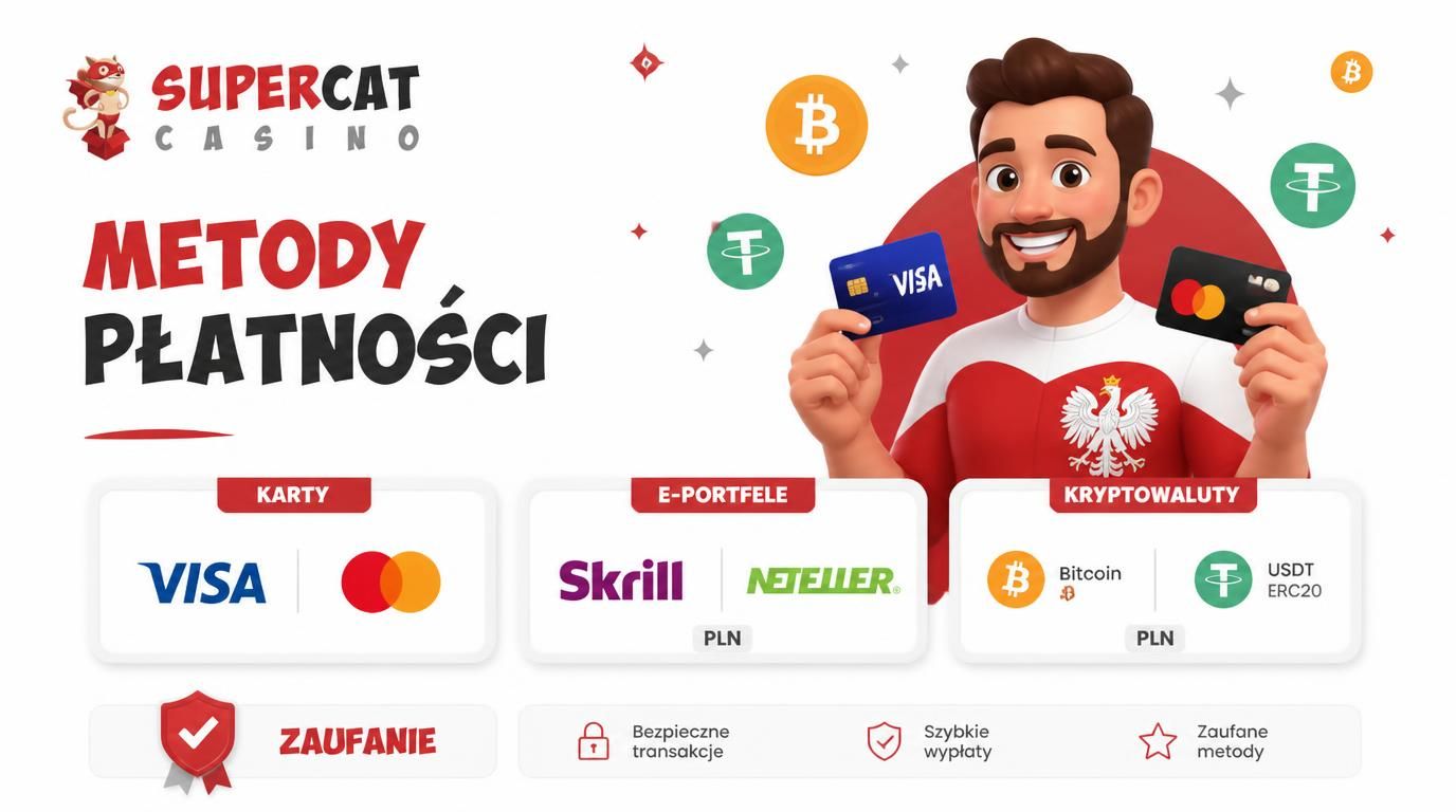Interfejs kasyna z metodami płatności: karty, e-portfele, kryptowaluty dla graczy z Polski