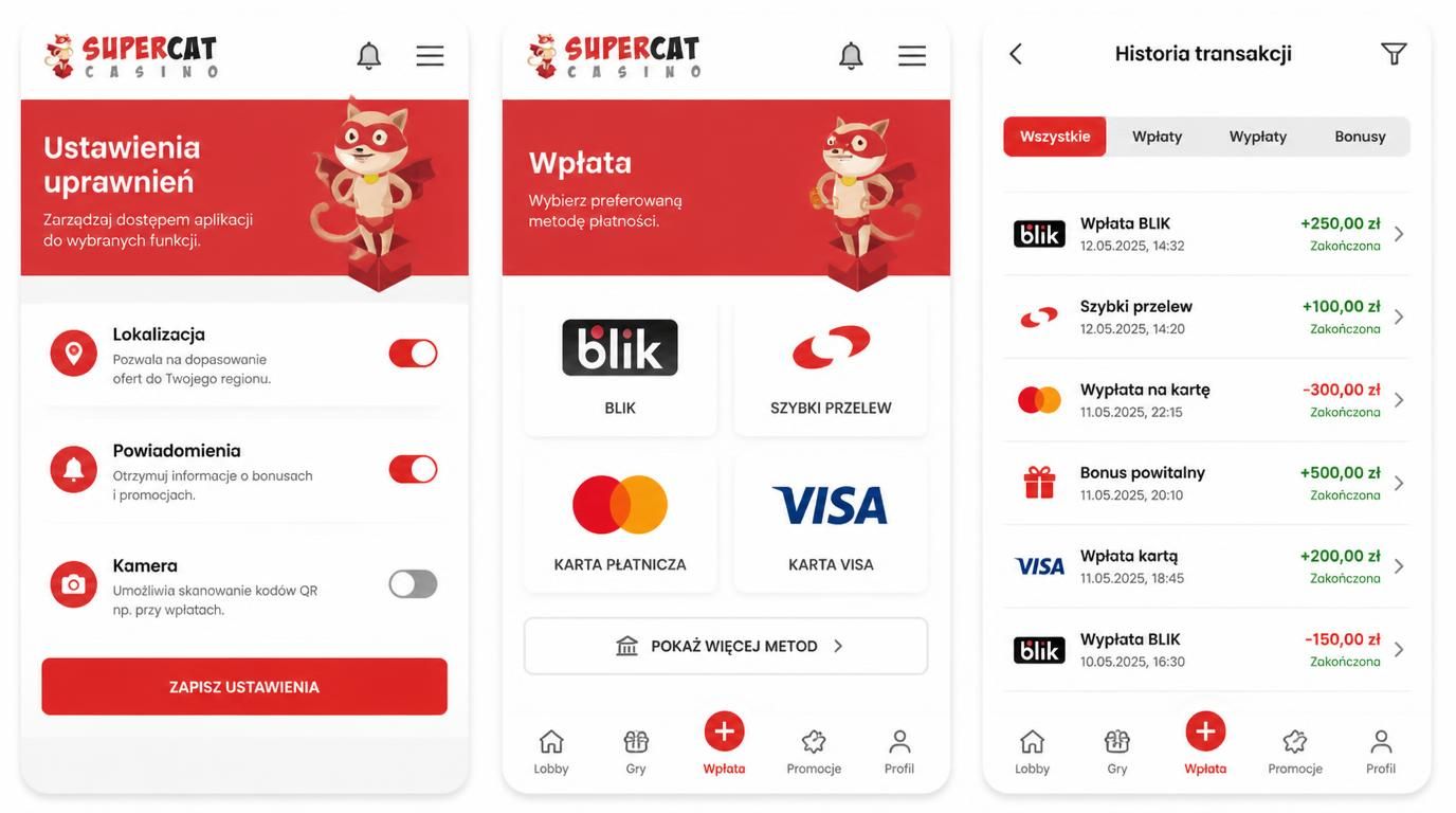 ekran aplikacji z ustawieniami uprawnien i platnosciami