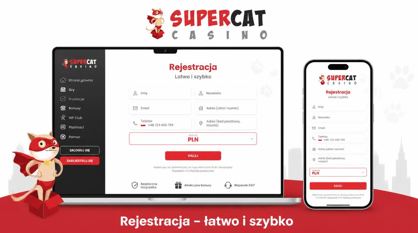 interfejs rejestracji z polskimi polami i wyborem PLN